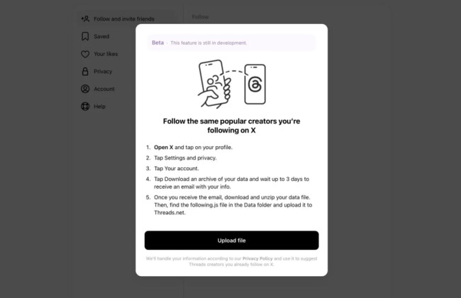 Meta готовит функцию для переноса подписок из X в Threads
