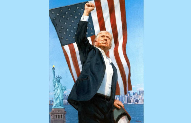 Путин подарил Трампу портрет с изображением после покушения – CNN обнародовал картину