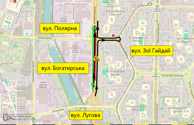В Киеве ограничат движение на улице Богатырской из-за капитального ремонта
