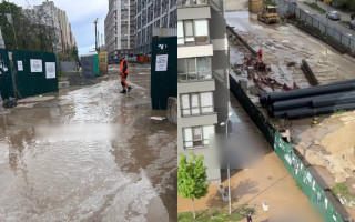 В Киеве затопило участок строительства метро на Виноградарь, фото и видео