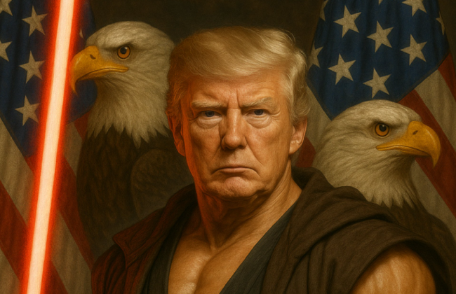Белый дом поздравил с днем ​​«Звездных войн» портретом Трампа со световым мечом, фото