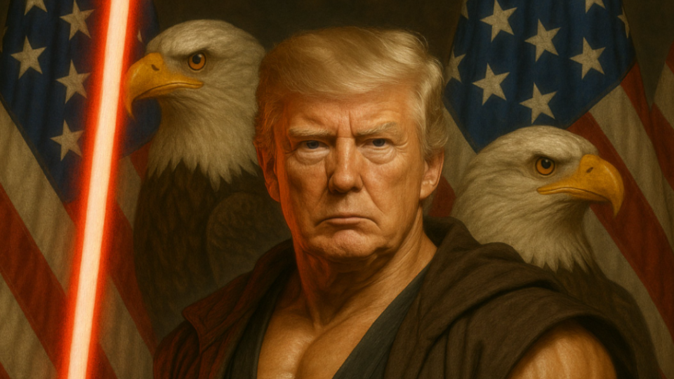 Белый дом поздравил с днем ​​«Звездных войн» портретом Трампа со световым мечом, фото