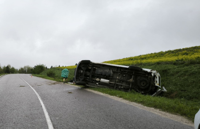 На Львовщине микроавтобус съехал в кювет и перевернулся – среди пострадавших иностранцы
