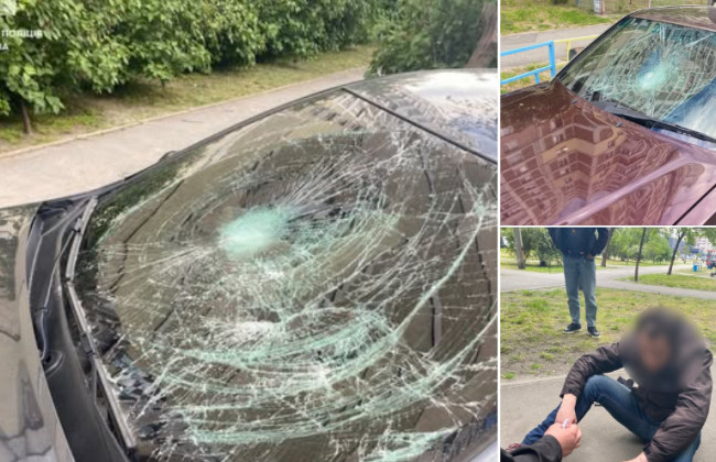 В Киеве задержали мужчину, который громил припаркованные автомобили