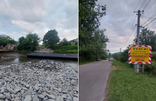 На Закарпатье обвалился мост над рекой