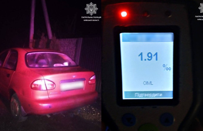 У Борисполі п’яний водій порушив комендантську годину та намагався втекти від поліції на авто й пішки