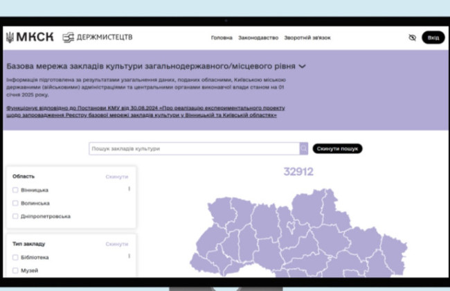 В Украине запустили электронный Реестр базовой сети учреждений культуры
