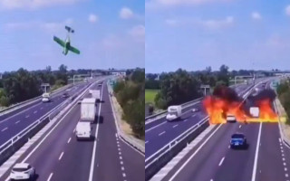 В Італії легкомоторний літак упав на трасу — загинули двоє людей, відео