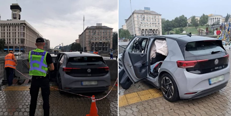 У Києві автомобіль ледь не влетів у підземний перехід на Майдані Незалежності – фото