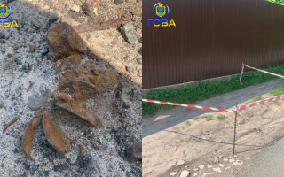 В Гостомеле возле дороги нашли минометную мину, фото