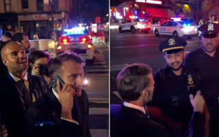 В Нью-Йорке полиция заблокировала дорогу Макрону из-за кортежа Трампа, видео