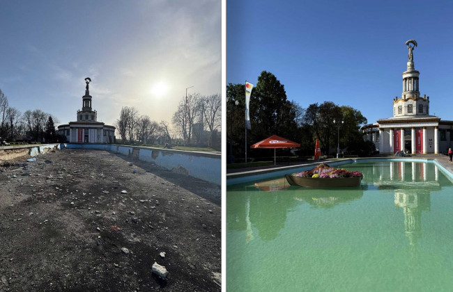 На ВДНХ в Киеве восстановили центральный бассейн после более чем десятилетнего перерыва