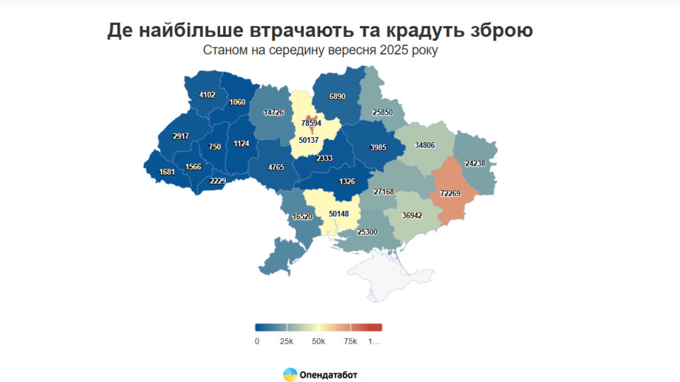 В Україні з початку війни «загубилося» майже пів мільйона одиниць зброї