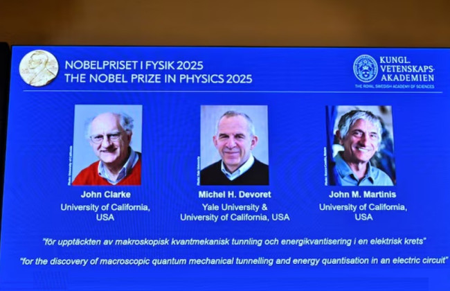 Нобелевскую премию 2025 года по физике получили Джон Кларк, Мишель Деворе и Джон Мартинис