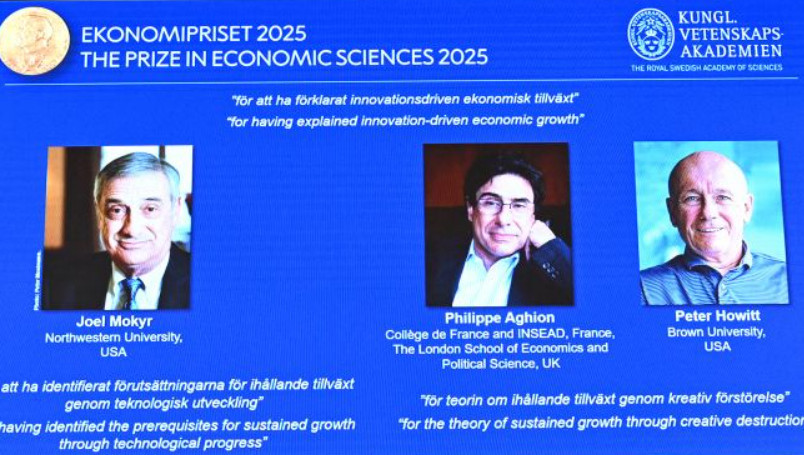 Нобелевскую премию по экономике 2025 года получили Джоэль Мокир, Филип Агион и Питер Ховитт