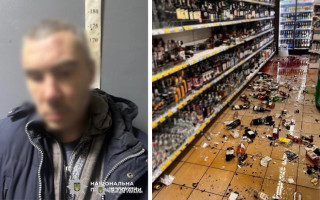 В Киеве покупатель разбил алкоголь в супермаркете, потому что ему не дали украсть бутылку – видео