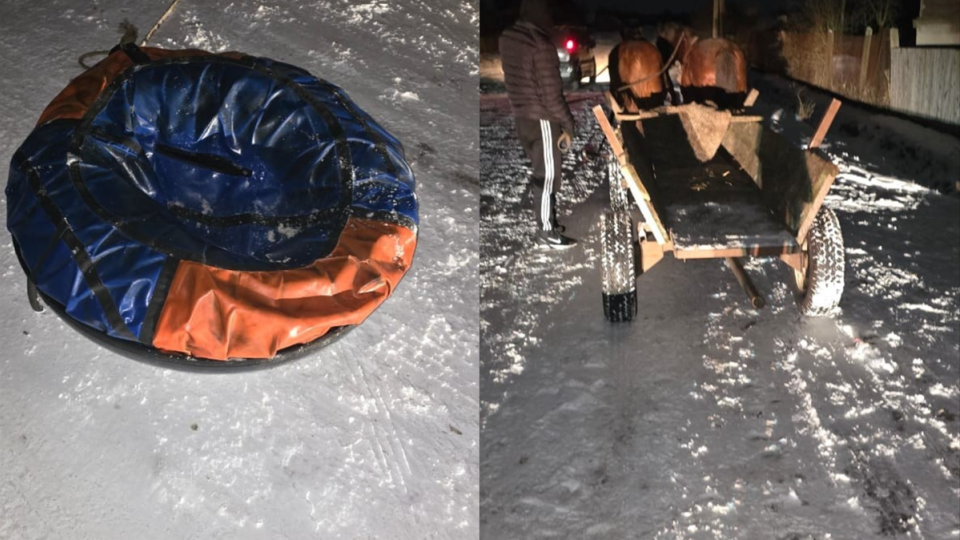 Во Львовской области 17-летний парень травмировался во время катания на тюбинге, прицепленном к конному возу