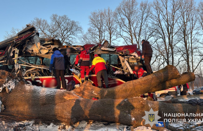Во Львовской области рейсовый автобус Вена-Киев слетел в кювет, есть пострадавшие