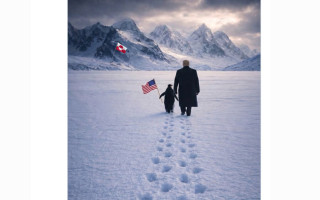 Білий дім опублікував ШІ-фото Трампа з пінгвіном у Гренландії, але є нюанс – пінгвінів там немає