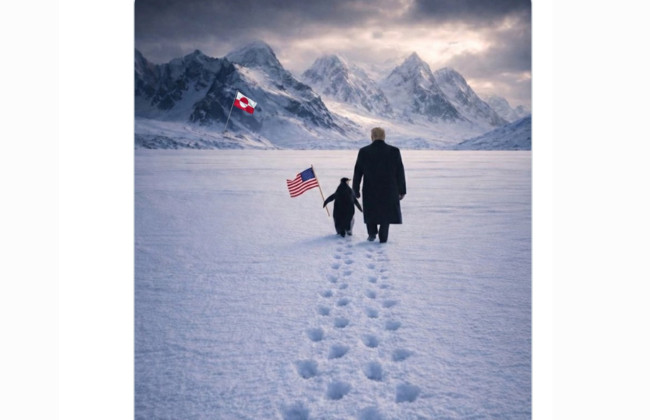 Белый дом опубликовал ИИ-фото Трампа с пингвином в Гренландии, но есть нюанс – пингвинов там нет