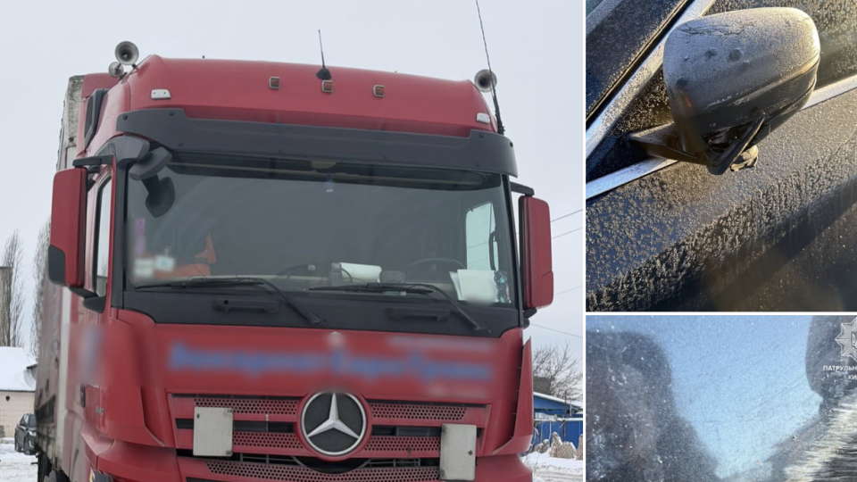 У Києві водій вантажівки пошкодив припаркований автомобіль і утік з місця ДТП