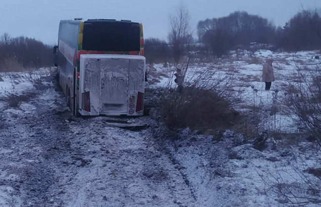 На трассе Львов–Луцк автобус с пассажирами слетел в кювет: фото