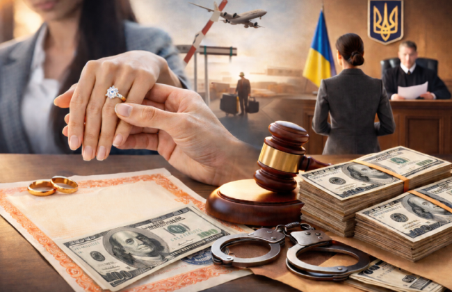 У Києві бухгалтерка військової частини за $9 тисяч вийшла заміж, щоб її «чоловік» виїхав за кордон — суд виніс вирок