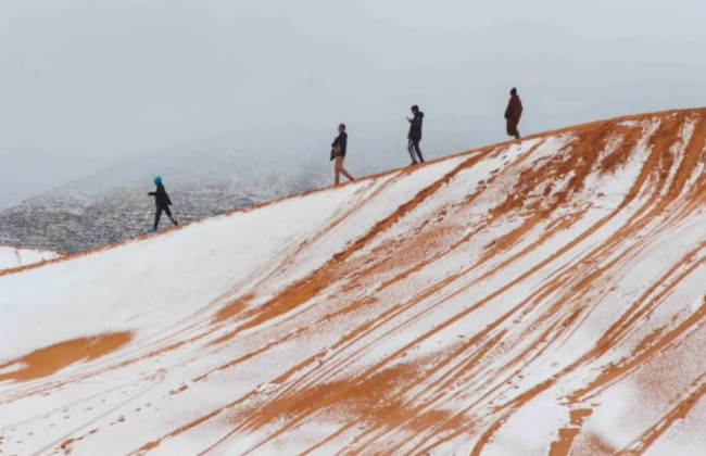 У пустелі Сахара несподівано випав сніг — температура опустилася нижче нуля, фото