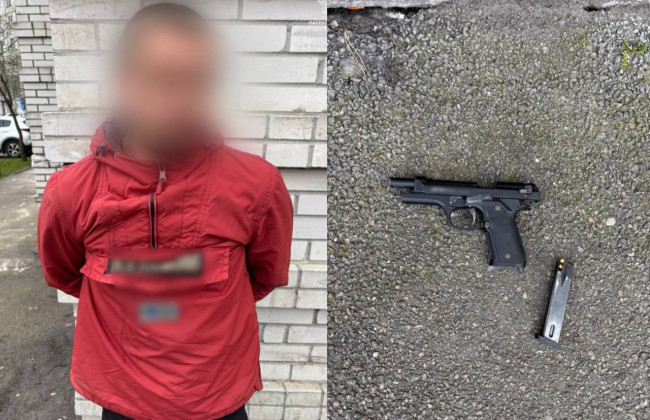 В Святошинском районе Киева нетрезвый мужчина разгуливал с предметом, похожим на пистолет