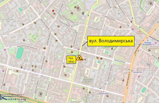 В Киеве частично ограничат движение на улице Владимирской из-за ремонта дороги