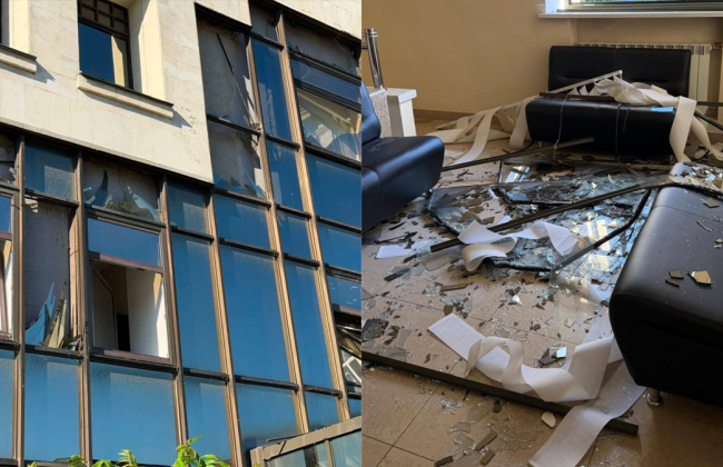 Здание Высшего антикоррупционного суда получило повреждения во время массированной атаки на Киев, фото