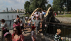На Оболони в Киеве открыли Вильнюсский сквер и новый пешеходный мост — фото