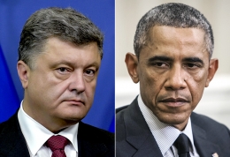 Порошенко и Обама договорились о тесной координации дальнейших шагов по урегулировании конфликта на Донбассе